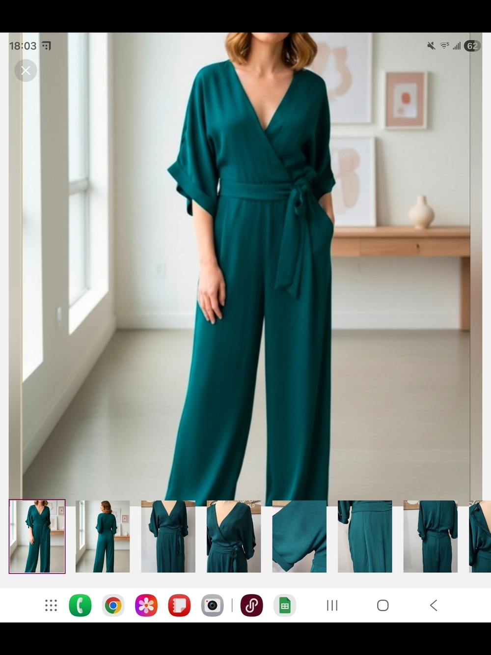 Forever 21 Green Wrap Jumpsuit with Tie Waist
